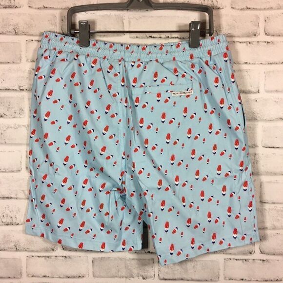 Public Art Swim Shorts Green Size L Drawstring Liner Elastic Popsicle Print NWT - Picture 2 of 7